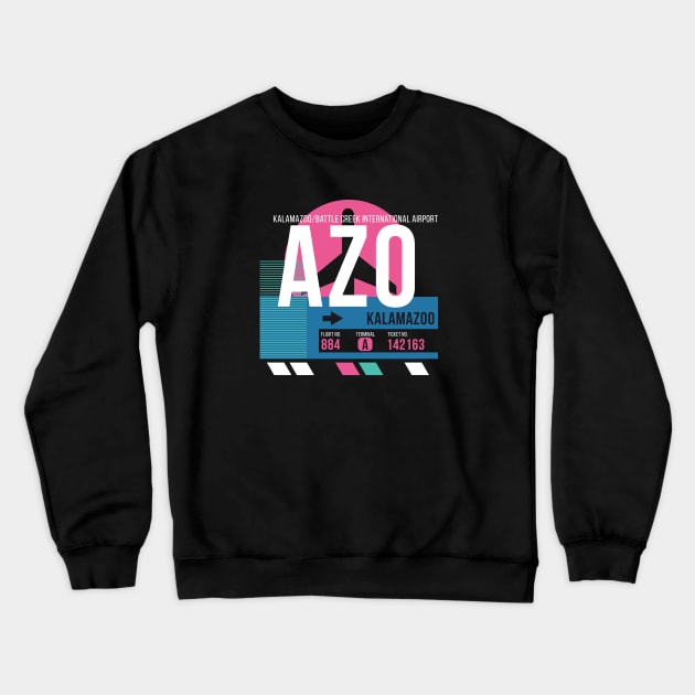 Kalamazoo (AZO) Airport // Sunset Baggage Tag Crewneck Sweatshirt by Now Boarding